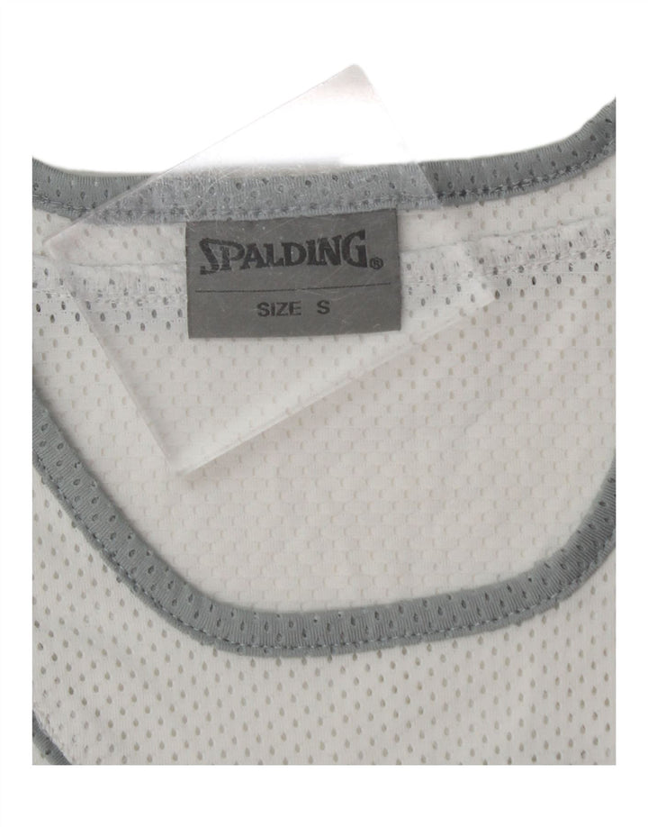 SPALDING Mens Graphic Vest Top Small White Colourblock Polyester Vintage Spalding and Second-Hand Spalding from Messina Hembry 