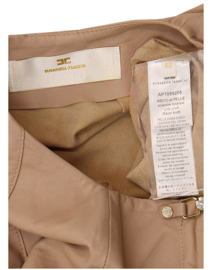 ELISABETTA FRANCHI Robe en Cuir Femme IT 42 Cuir Beige Moyen