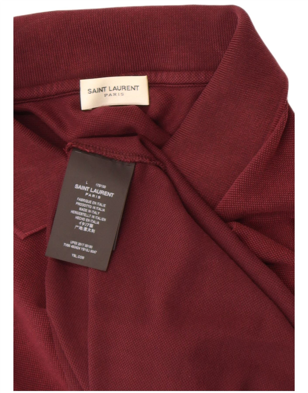 Saint Laurent Polo Homme Large Coton Bordeaux