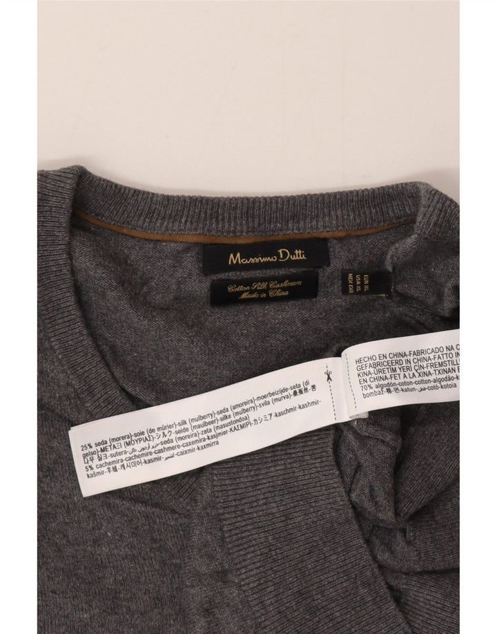 Massimo Dutti Pull Col V Homme XL Gris Coton