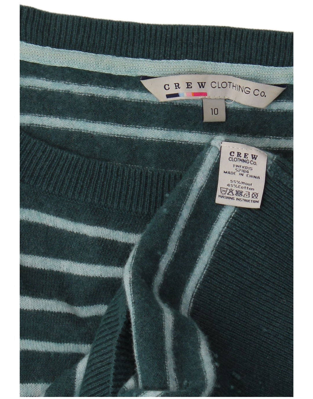 CREW CLOTHING Robe pull à manches longues pour femme UK 10 Petit vert rayé