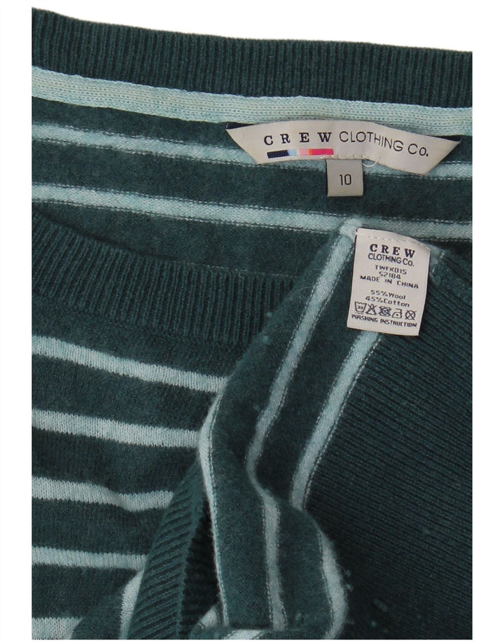 CREW CLOTHING Robe pull à manches longues pour femme UK 10 Petit vert rayé