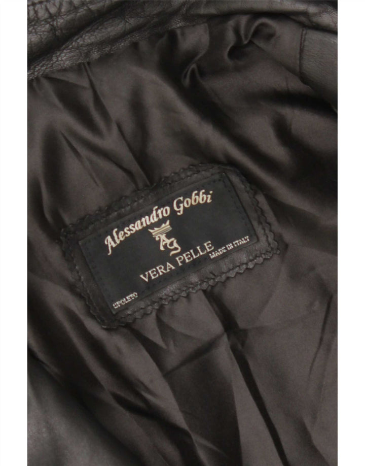 Veste en cuir femme vintage UK 14 Cuir noir moyen