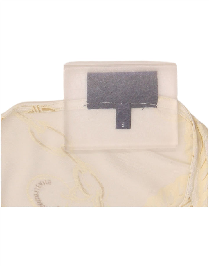 Trussardi Jeans Haut chemisier à motif abstrait pour femme UK 8 Small Blanc