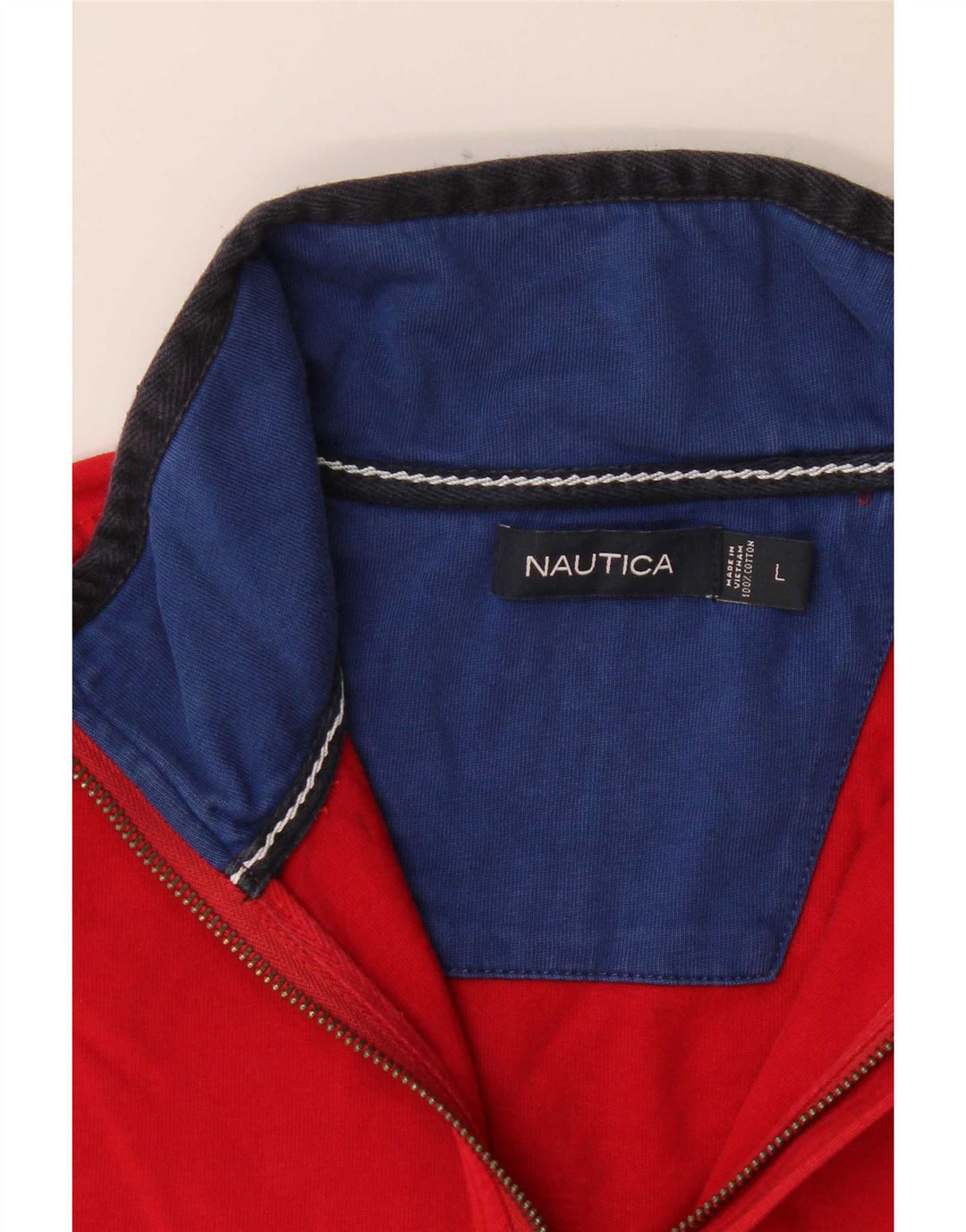 Nautica Haut à col zippé et manches longues pour homme, grand color block rouge
