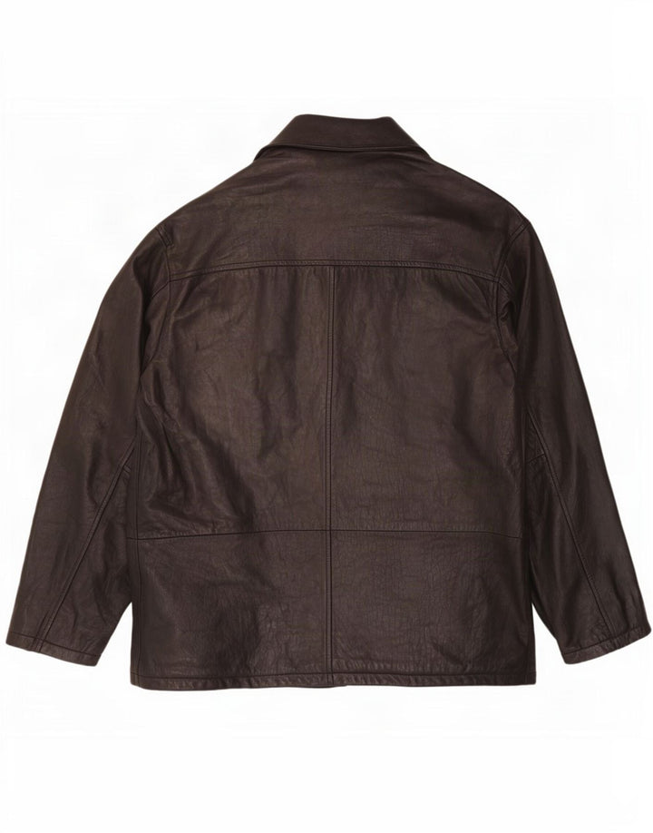 Trapper Veste en cuir pour homme IT 50 Large Noir