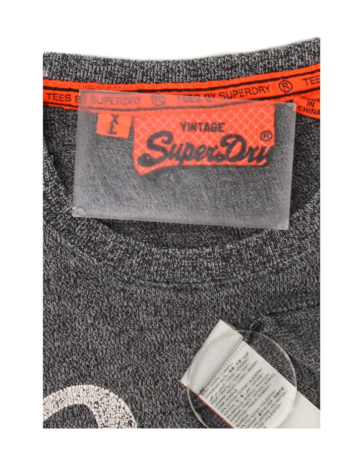 SUPERDRY T-Shirt Graphique Homme Top XL Gris Coton