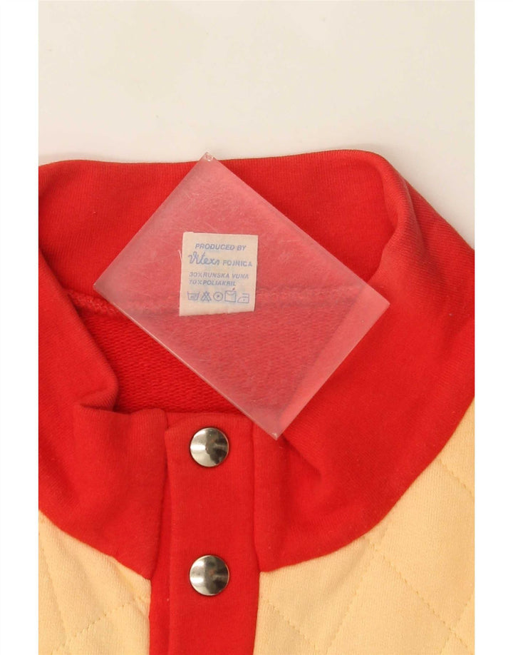 vintage Mens Button Neck Sweatshirt Jumper IT 48 Medium Red Colourblock
