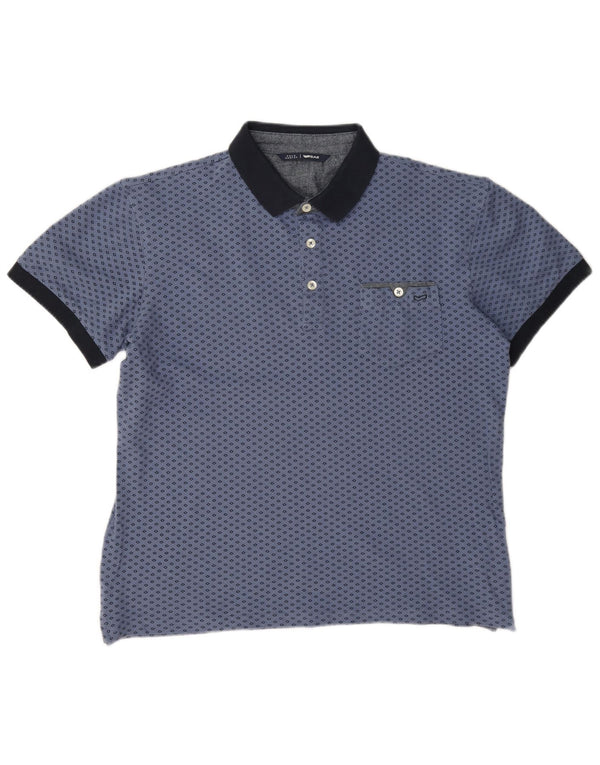 Gas Polo Homme Grand Bleu Géométrique Coton