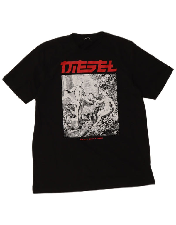 Diesel T-Shirt Graphique Homme Grand Noir Coton