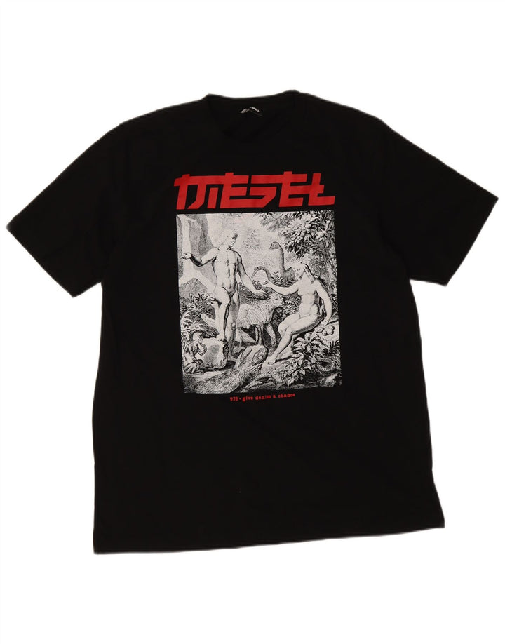 Diesel T-Shirt Graphique Homme Grand Noir Coton