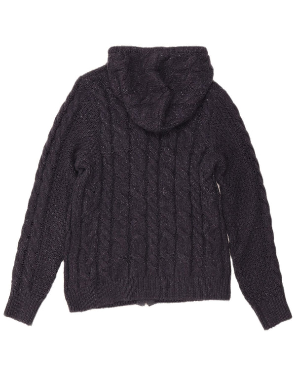 Fat Face Cardigan à capuche pour femme UK 12 Bleu marine moyen moucheté