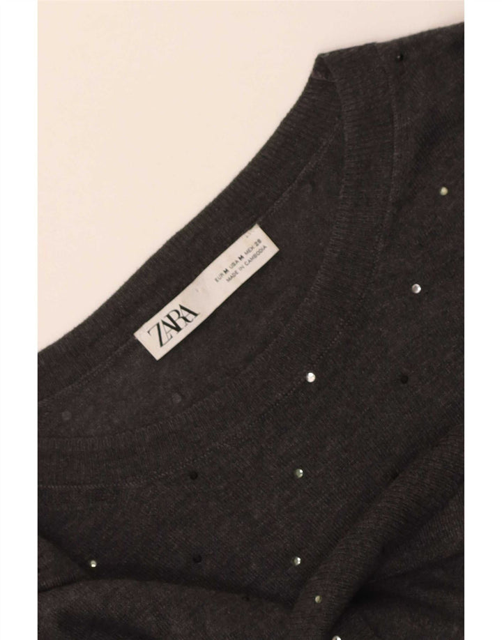 Zara Pull col bateau pour femme UK 14 Gris moyen