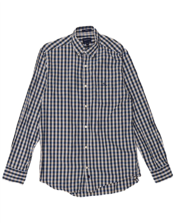 Gant Chemise Regular Fit Homme Taille 39/40 15 1/2 Coton Vichy Bleu Moyen