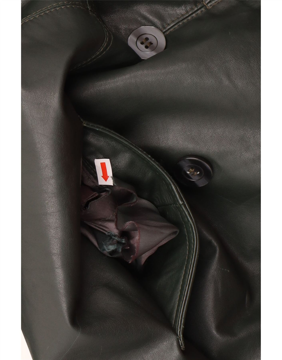 vintage Femmes Double Breasted Manteau en cuir UK 18 XL Vert