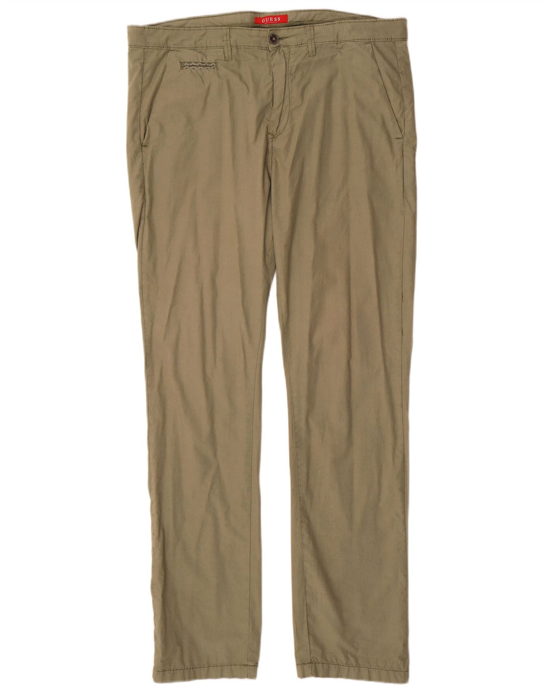 Guess Pantalon Chino Droit Homme W34 L33 Kaki Coton