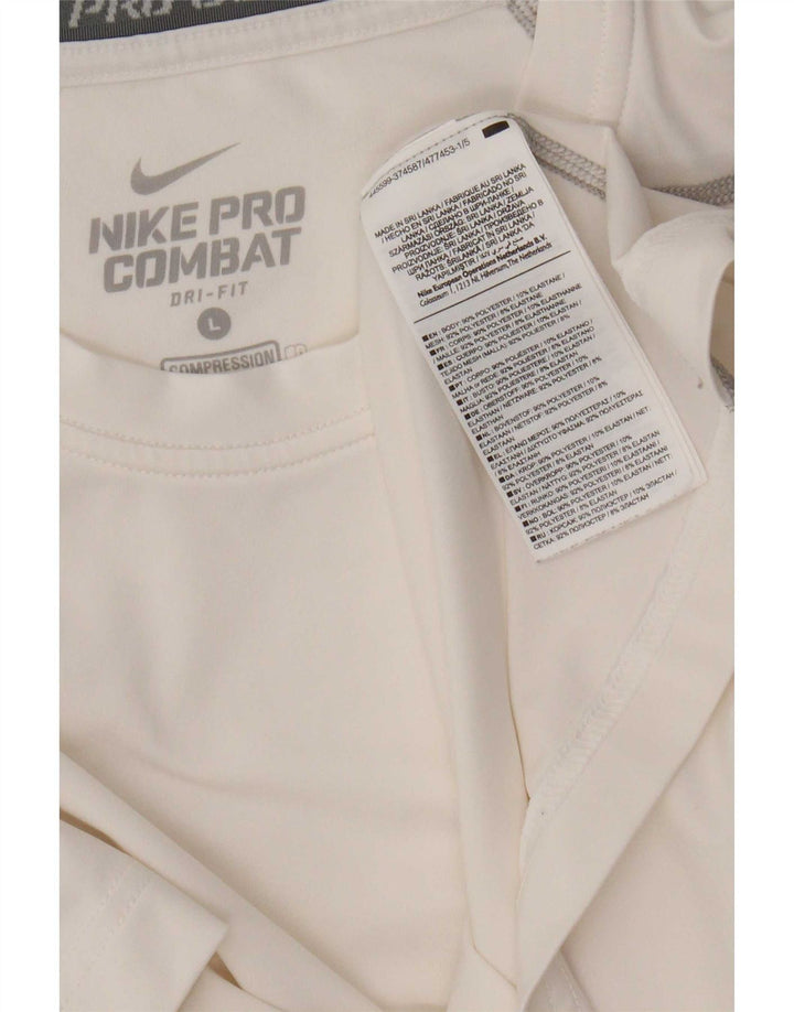 Nike Womens Dri Fit T-Shirt Top UK 14 Large Blanc Polyester