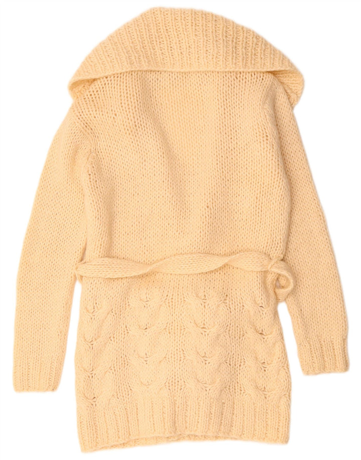 Zara Womens Longline Open Cardigan Sweater UK 14 Acrylique Beige Moyen