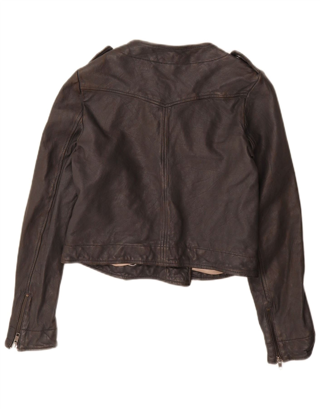 French Connection Veste militaire courte pour femme UK 10 Petit cuir noir