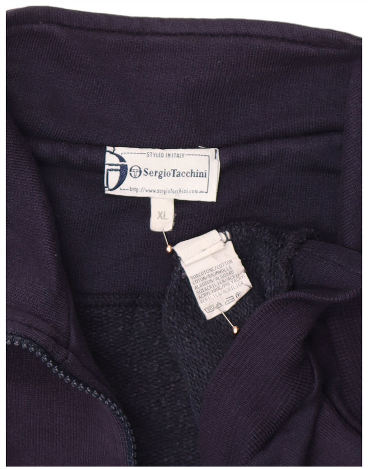 SERGIO TACCHINI Sweat-shirt graphique à col zippé pour homme XL Bleu marine