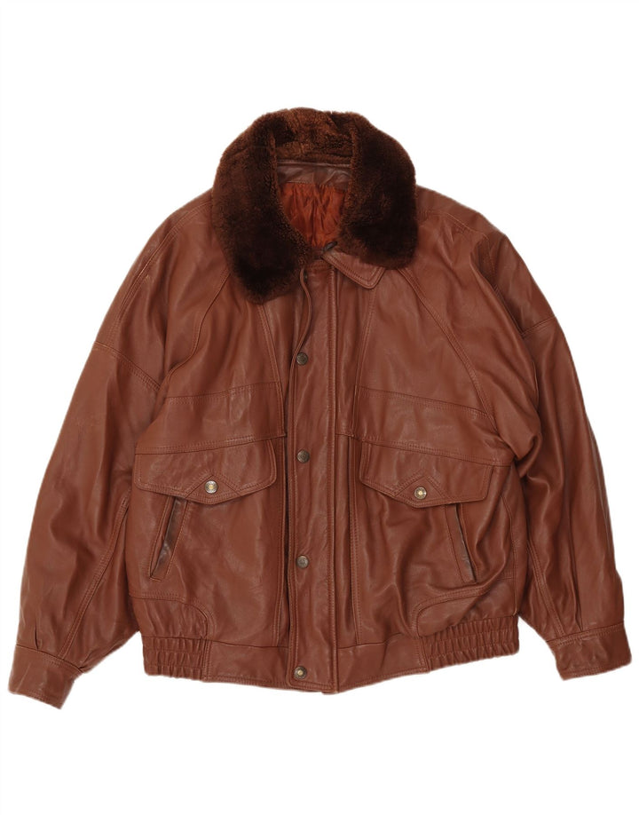veste en cuir homme vintage UK 42 XL Cuir Marron