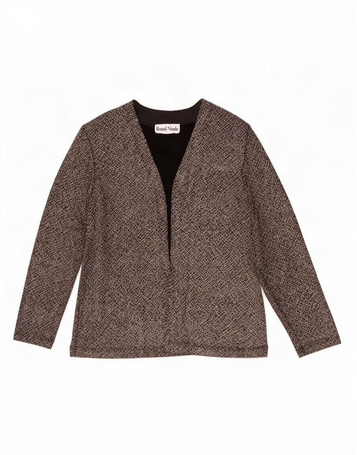Ronni Nicole Veste blazer ouverte pour femme UK 12 Marron moyen moucheté