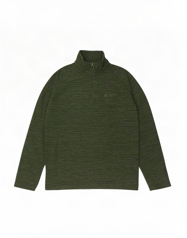 Mountain Warehouse Pull Polaire à Col Zippé Homme Vert Moyen Moucheté