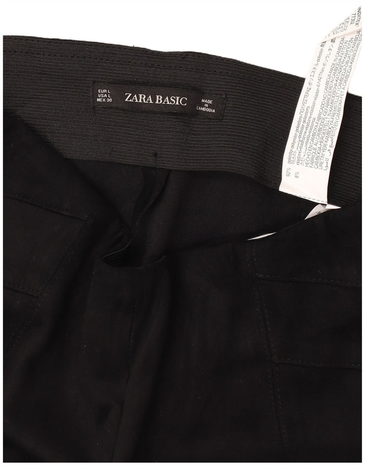 Pantalon décontracté slim femme Zara Large W30 L27 Noir Polyester