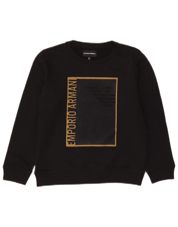 Emporio Armani Sweat-shirt graphique pour garçon 9-10 ans en coton noir