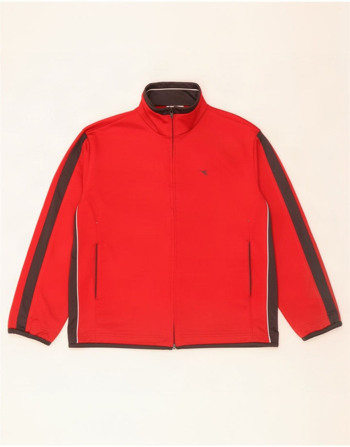 Diadora Veste de survêtement pour homme Large Rouge Colorblock Polyester