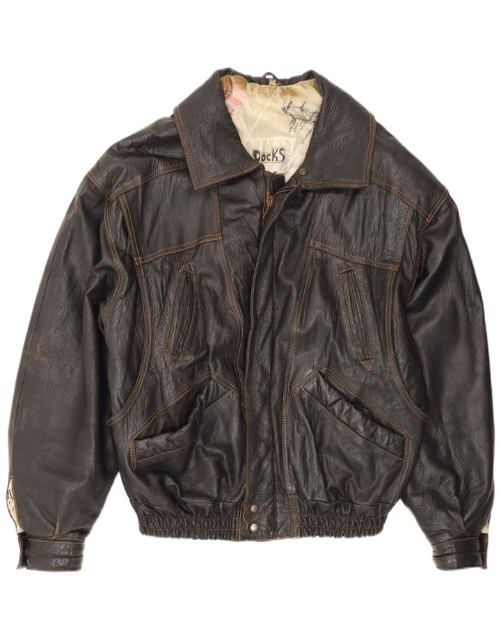 veste en cuir homme vintage UK 38 Brun moyen