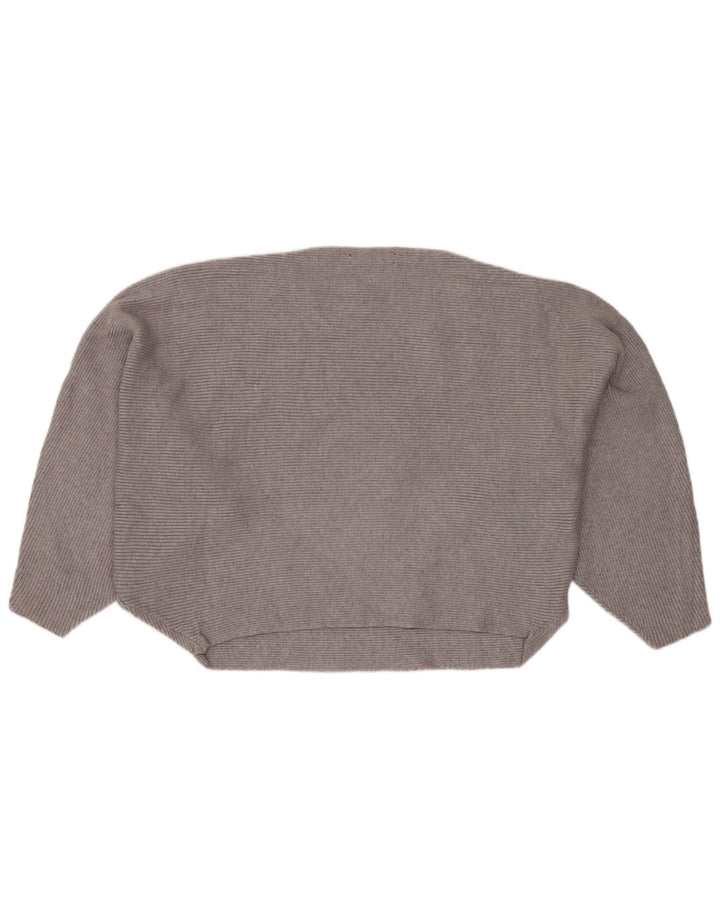 ZARA Pull court surdimensionné à col bateau pour femme UK 14 Gris moyen