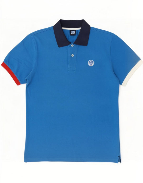 North Sails Mens Polo Shirt Small Blue Colourblock Cotton
