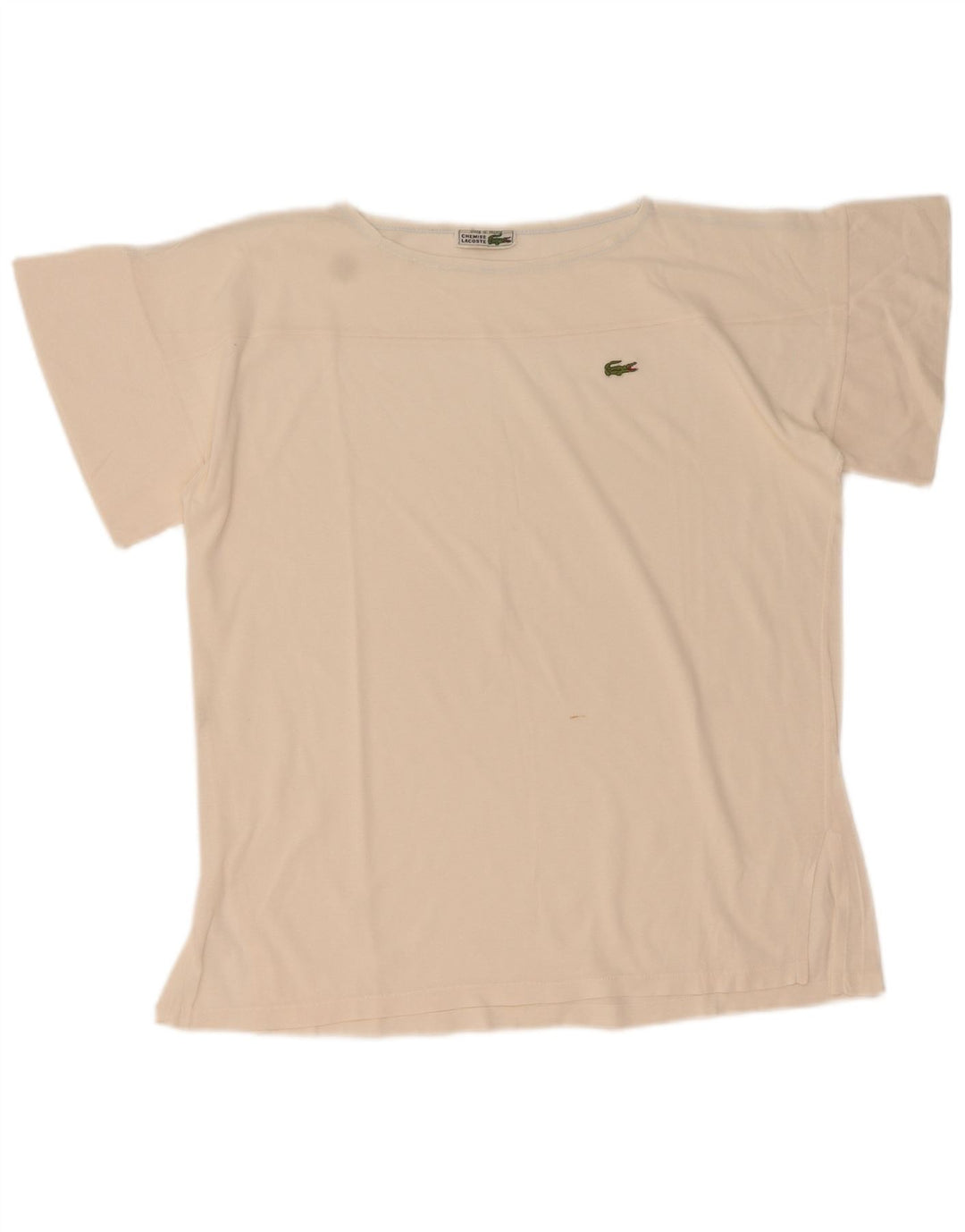 Lacoste T-Shirt Femme Top Taille 44 Grand Coton Blanc