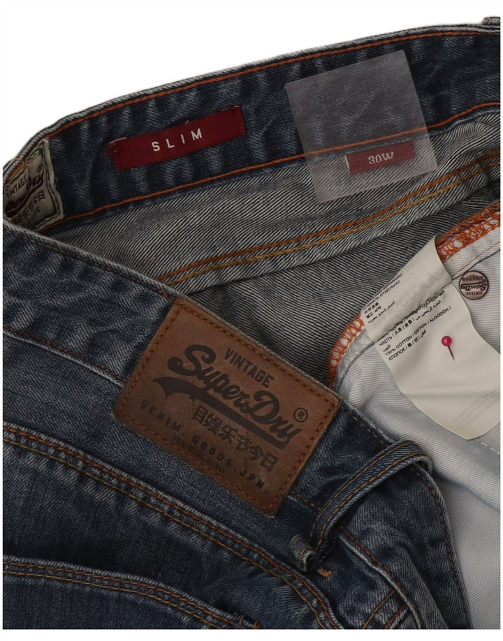 Superdry Short En Jean Slim W30 Homme Bleu Moyen Coton