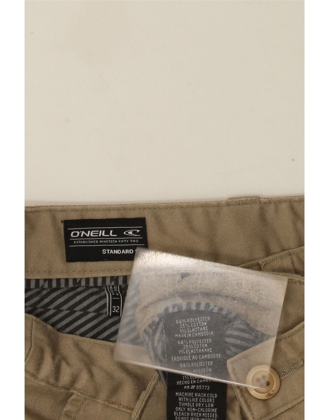 O'Neill Short Chino Homme W32 Polyester Beige Moyen