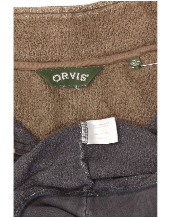 Orvis Sweat-shirt col zippé pour homme XL en coton moucheté gris