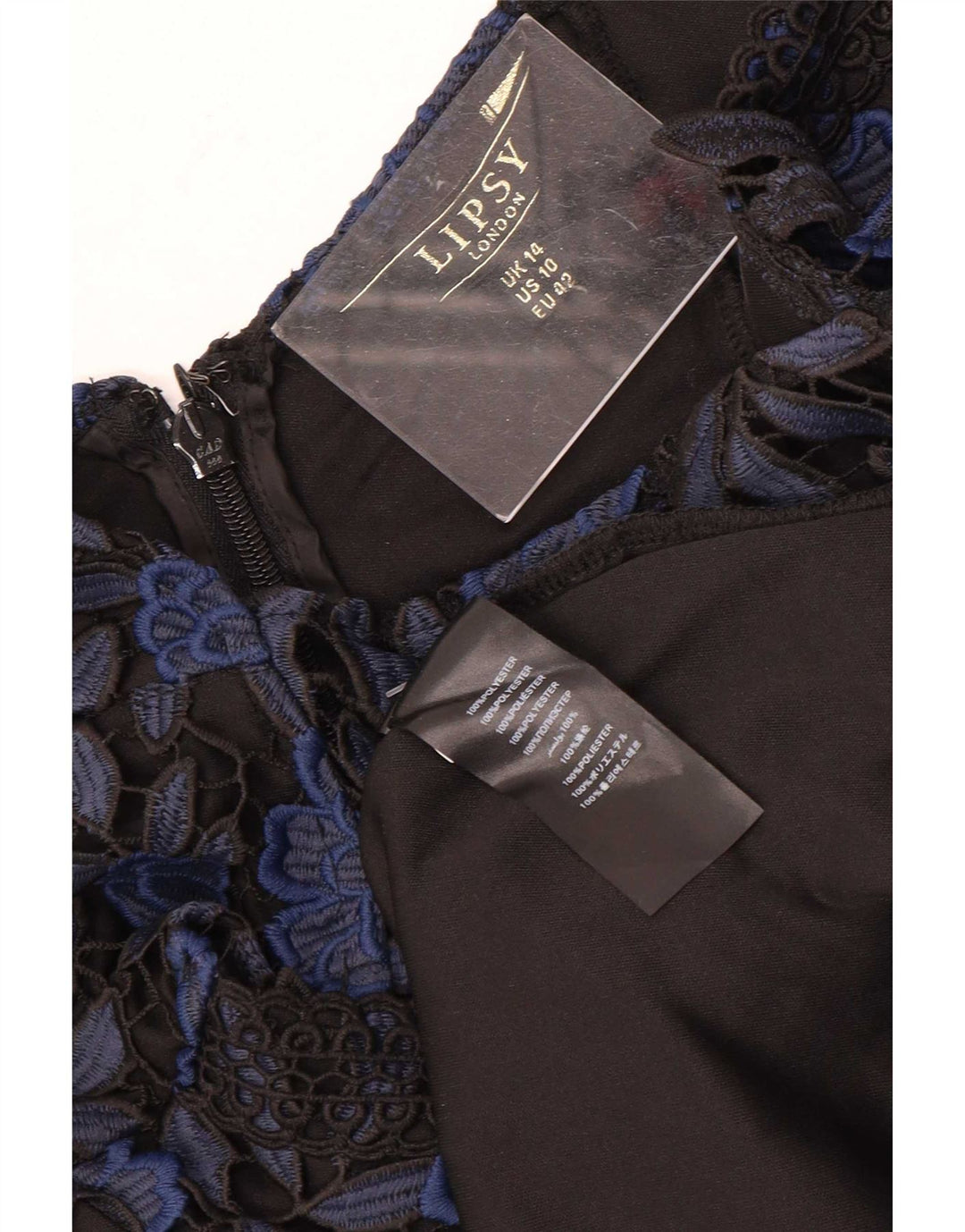 Lipsy Robe trapèze pour femme UK 44 Medium Bleu marine Floral Polyester