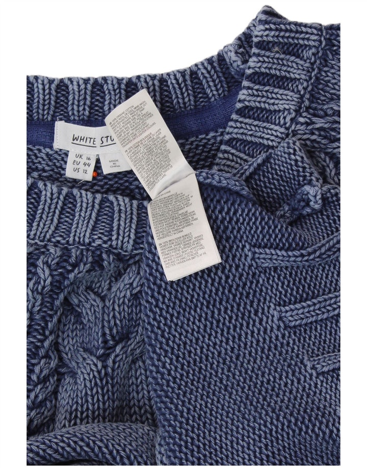 WHITE STUFF Pull court à col bateau pour femme UK 16 Large Bleu marine