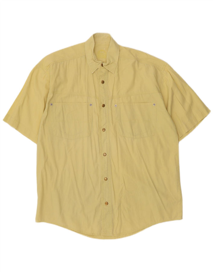 McNeal Chemise à manches courtes pour homme en coton jaune Large