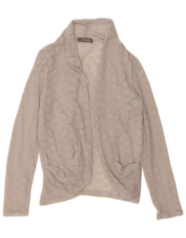 Oasis Cardigan surdimensionné pour femme UK 10 Petit gris géométrique en polyester