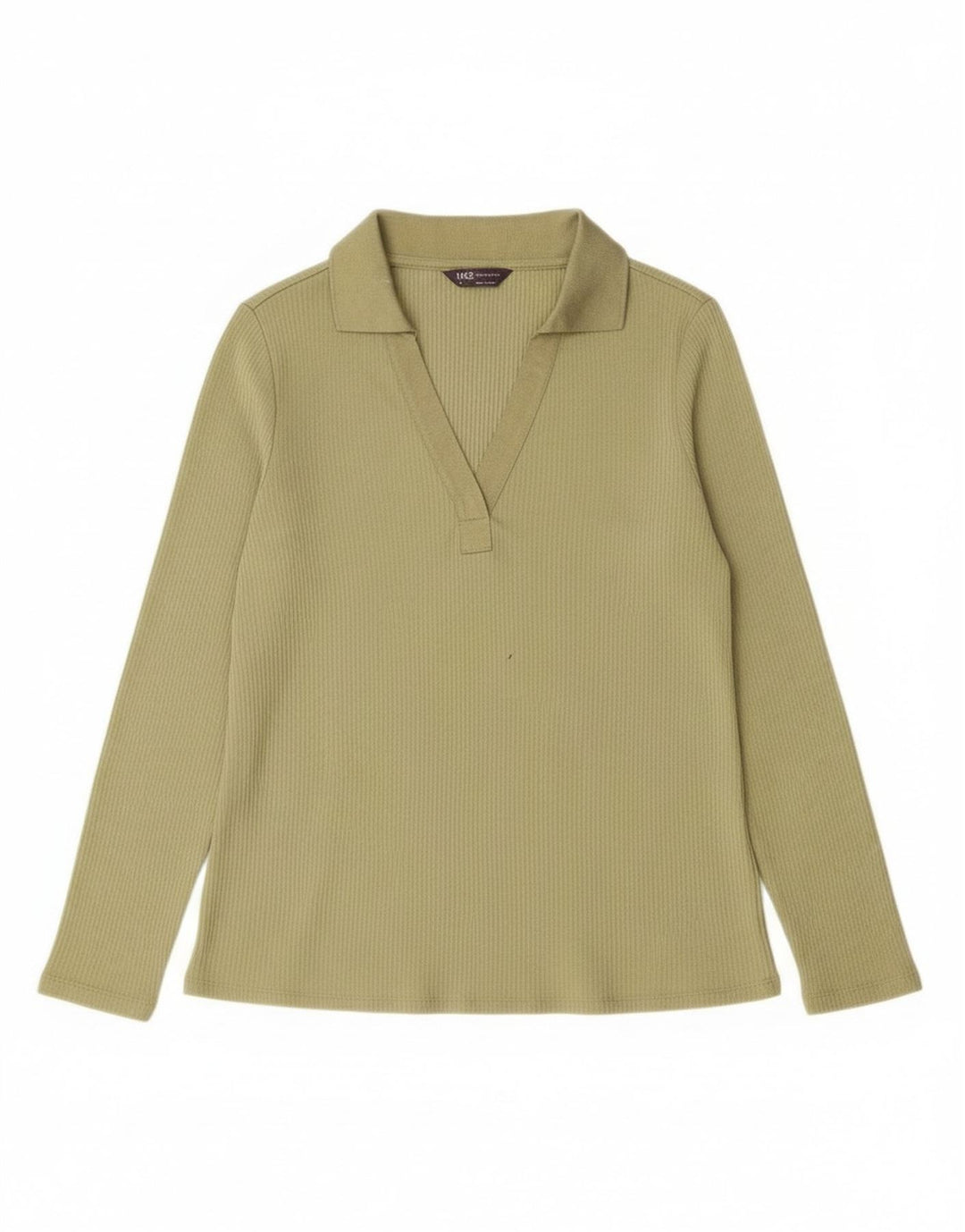Marks & Spencer Polo à manches longues pour femme UK 14 Large Vert Polyester
