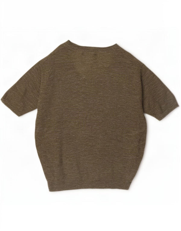 Marks & Spencer Pull col en V pour femme UK 14 Vert moyen