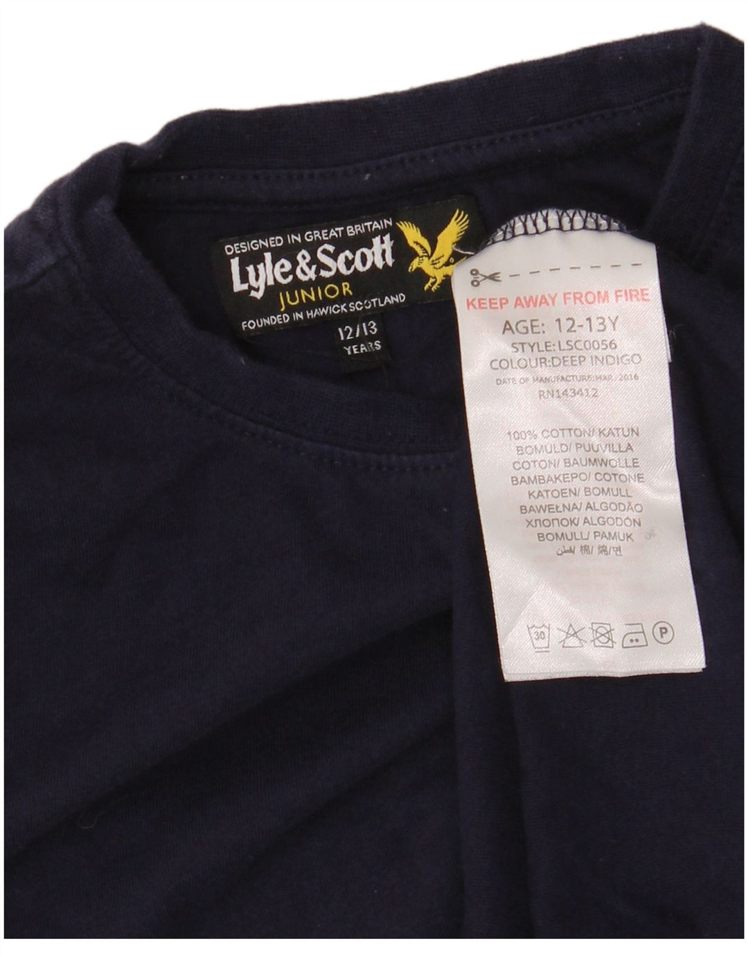 LYLE & SCOTT Haut Garçon Manches Longues 12-13 ans Bleu Marine Coton