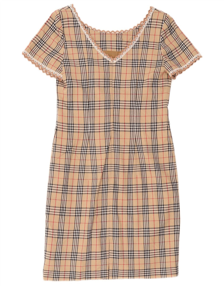 robe fourreau femme vintage UK 12 Plaid Beige Moyen