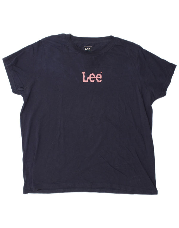 Lee T-shirt graphique coupe régulière pour femme UK 18 XL Bleu marine Coton