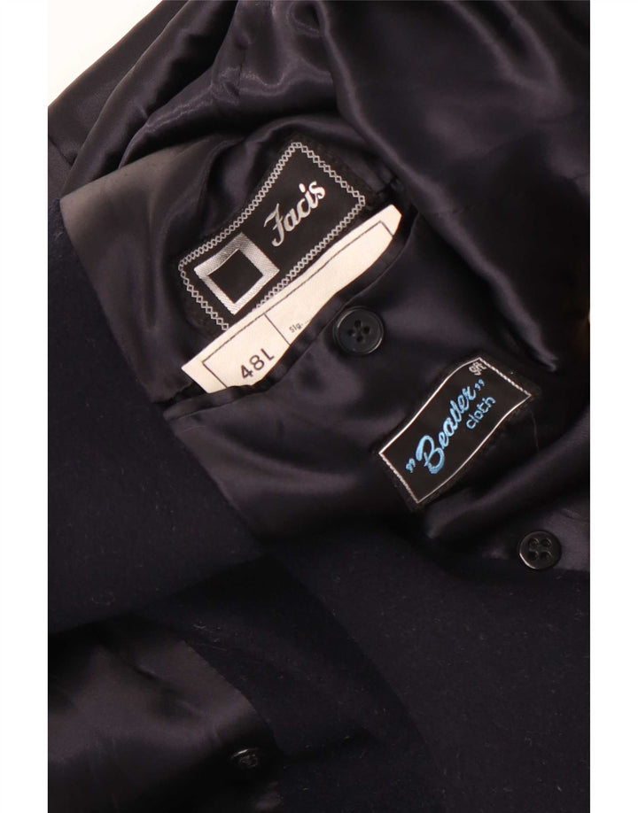 Facis Manteau Long Croisé Homme IT 48 Bleu Marine Moyen