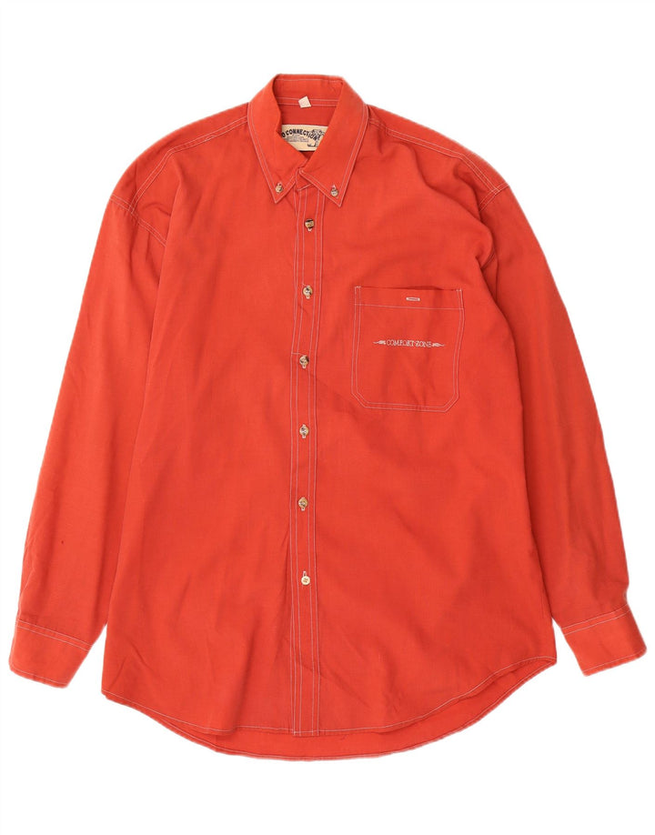vintage Chemise Homme Taille 39/40 Rouge Moyen