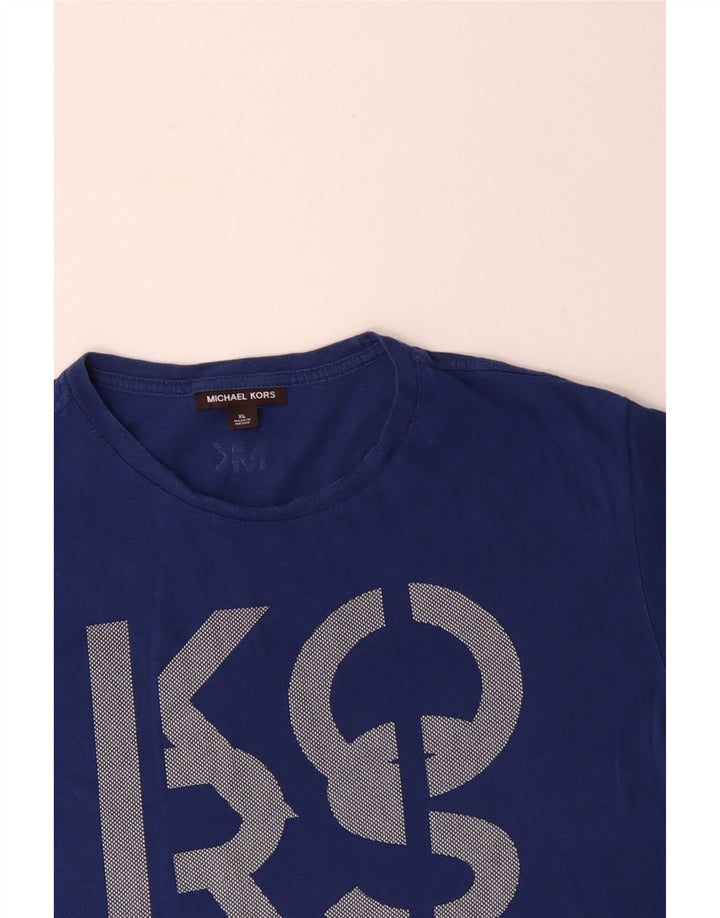 MICHAEL KORS T-Shirt Graphique Homme Top XL Bleu Coton