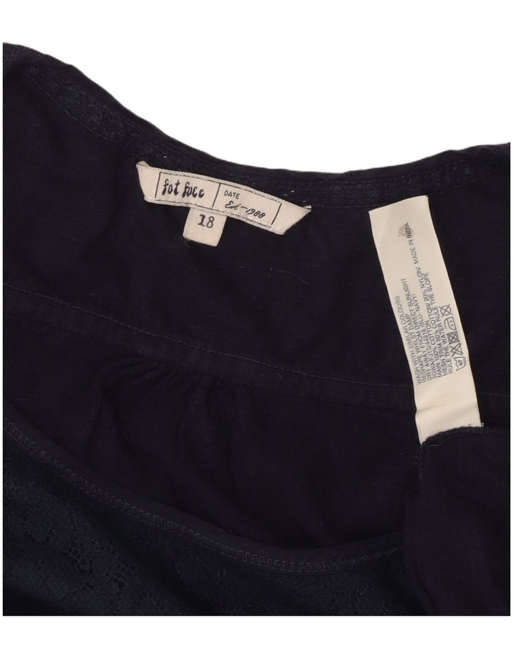 Fat Face Chemisier à manches longues pour femme UK 18 XL Bleu marine Coton floral